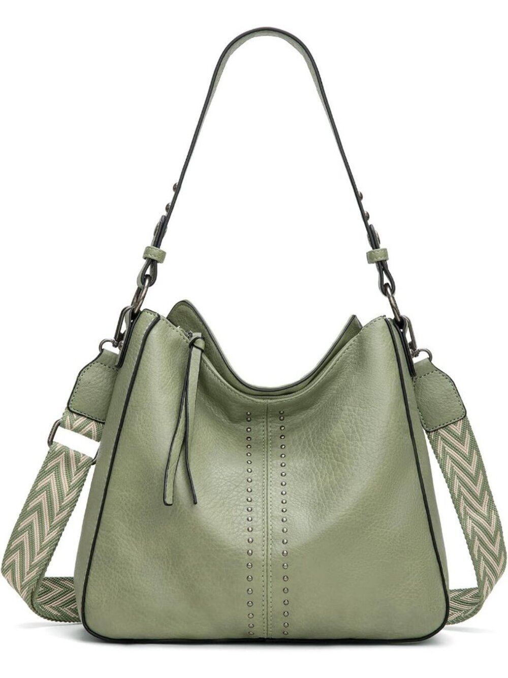 Women's Green Strap Brown Leather Crossbody Leather Purse Ladies Shoulder Bag